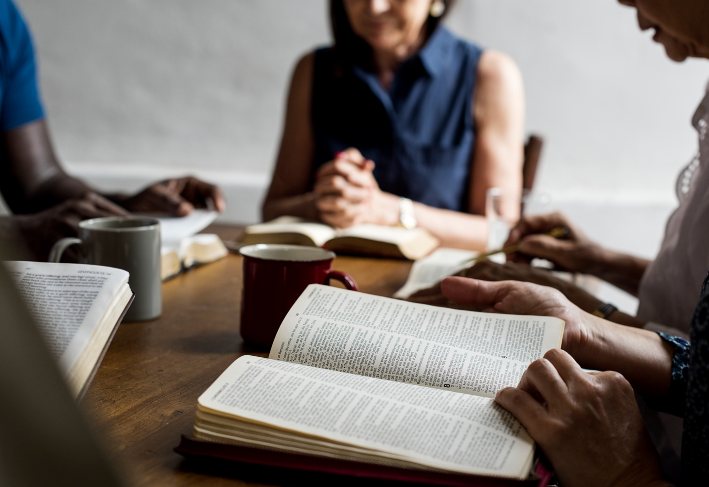 Group gathered with Bibles